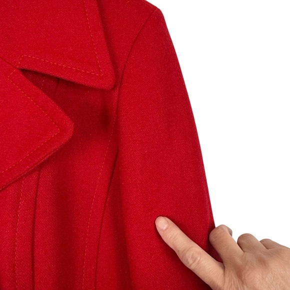 Jones New York Red Wool Blend Double Breasted Peacoat Jacket Size 6 - Picture 15 of 16